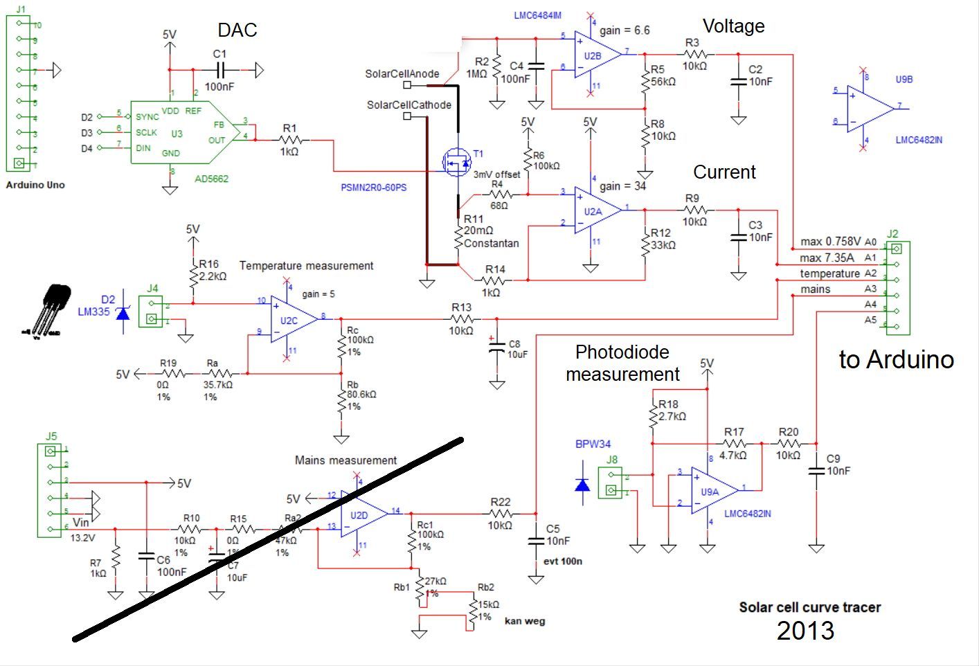 Circuit Solar cell curve tracer circuit