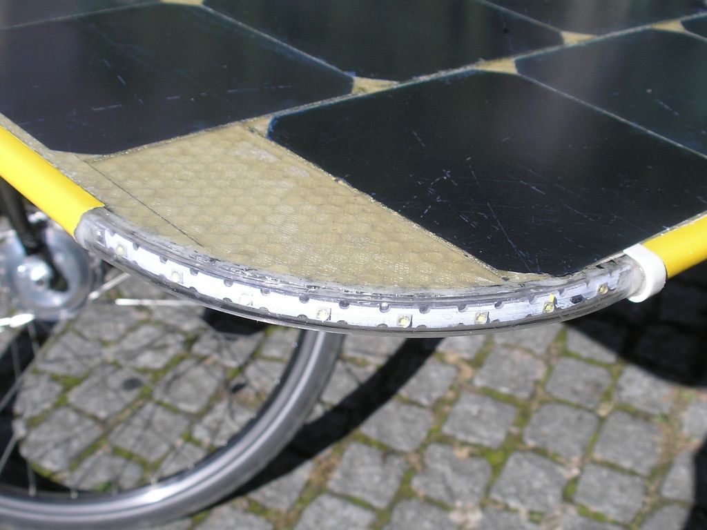 Flashing light on solar bike