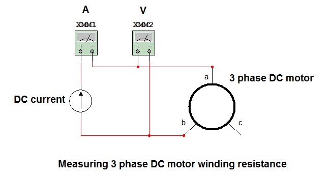 Measuring 3 phase DC motor resistance
