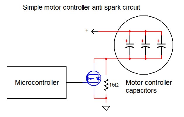 Simple motor controller anti spark circuit